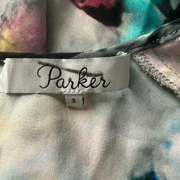 Parker Woman's Multi Color Floral Long Sleeve Button Down Silk Blouse - Size S - Picture 5 of 12